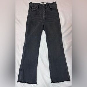 Hidden Jeans Cute High-Rise Wide Leg Black Button-Fly Jeans Ankle Cut Raw Hem